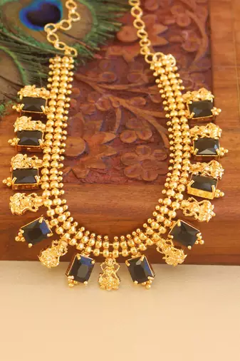Kerala style gold plated temple palakka necklace