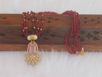 Gold plated handmade beads pendant necklace 1