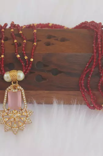 Gold plated handmade beads pendant necklace