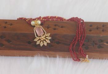 Gold plated handmade beads pendant necklace 2