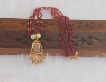 Gold plated handmade beads pendant necklace 3