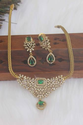 Designer gold plated stone necklace