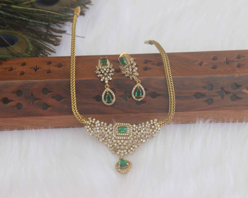 Designer gold plated stone necklace