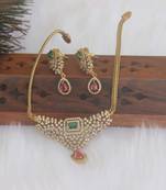 Designer gold plated stone necklace