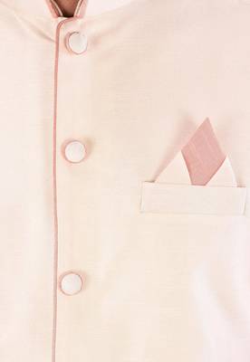 Pink dupon art silk kurta, jacket with matching dhoti 2