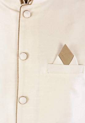 Chikoo dupon art silk kurta, jacket with matching dhoti 2