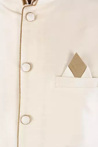 Chikoo dupon art silk kurta, jacket with matching dhoti