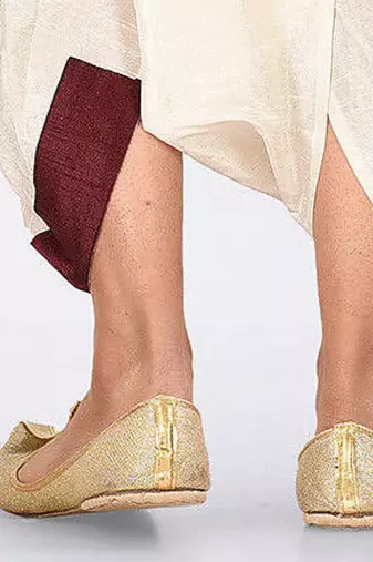 White dupion art silk readymade dhoti with patch work