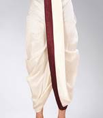 White dupion art silk readymade dhoti with patch work
