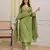 floral embroidered green v-neck pure cotton a-line kurta with trouser & dupatta