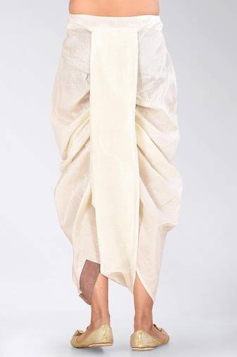 Black dupion art silk readymade dhoti with patch work