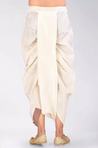 Black dupion art silk readymade dhoti with patch work