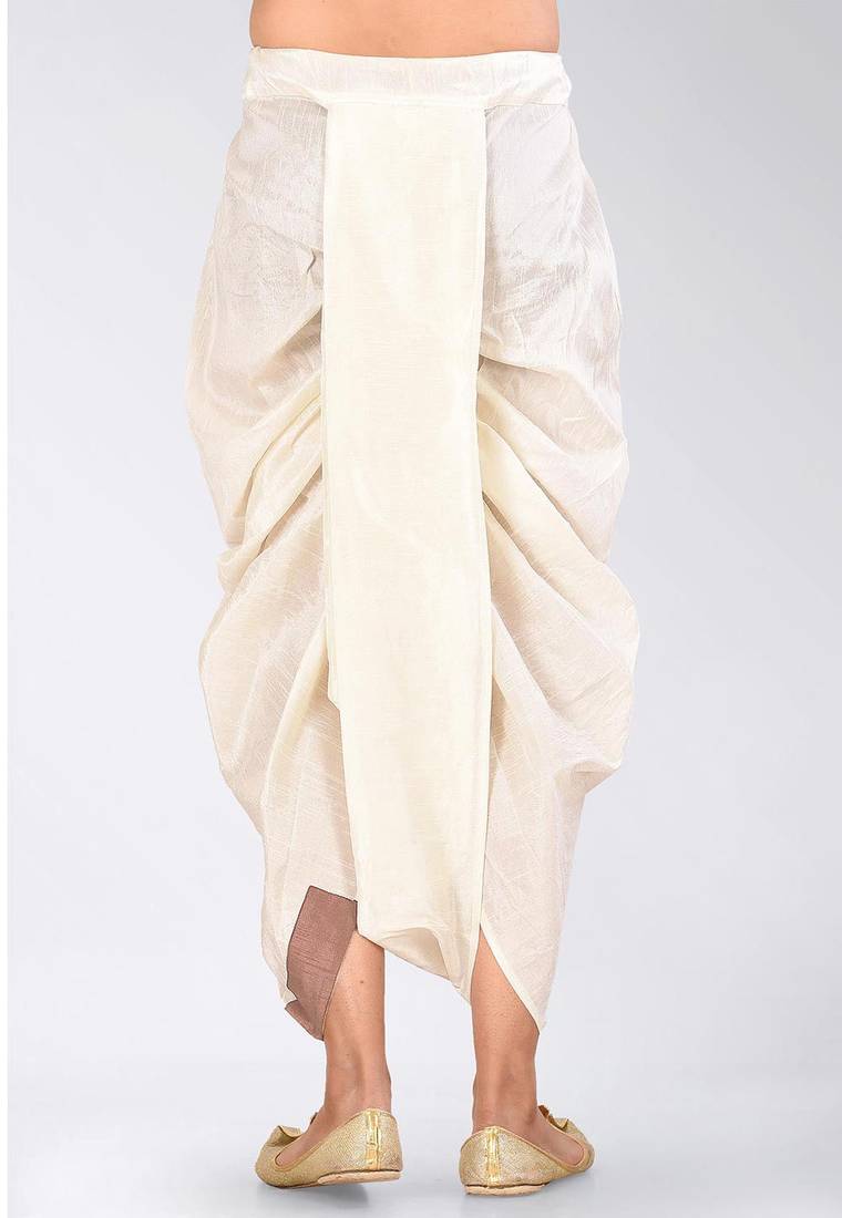 Black dupion art silk readymade dhoti with patch work