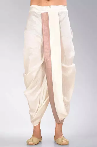 Black dupion art silk readymade dhoti with patch work