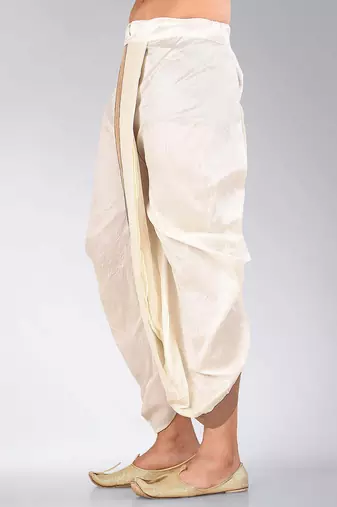 Black dupion art silk readymade dhoti with patch work