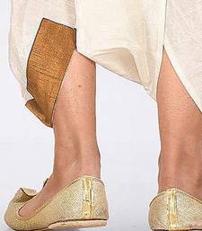 Off white dupion art silk readymade dhoti with patch work