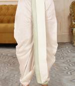 Off white dupion art silk readymade dhoti with patch work