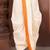 Off white dupion art silk readymade dhoti with patch work
