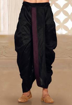 Black dupion art silk readymade dhoti with patch work 1