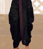 Black dupion art silk readymade dhoti with patch work