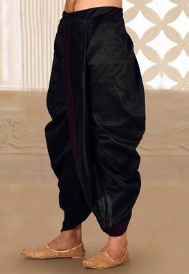 Black dupion art silk readymade dhoti with patch work 2