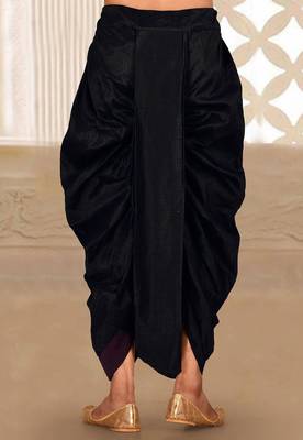 Black dupion art silk readymade dhoti with patch work 3