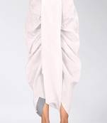 White dupion art silk readymade dhoti with patch work