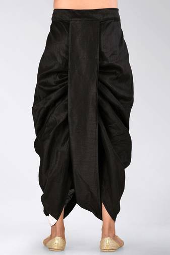 Black dupion art silk readymade dhoti with patch work