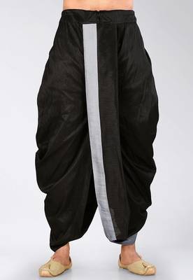Black dupion art silk readymade dhoti with patch work 2