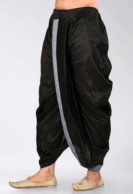 Black dupion art silk readymade dhoti with patch work 3