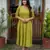 floral embroidered green v-neck pure cotton anarkali kurti