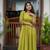 Aaysa floral embroidered green v-neck pure cotton anarkali kurti