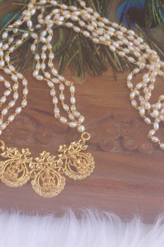 matte finish temple handmade rice pearl necklace