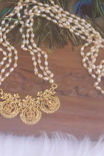 matte finish temple handmade rice pearl necklace