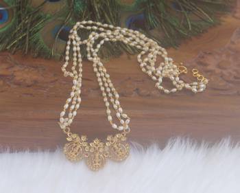 matte finish temple handmade rice pearl necklace 2