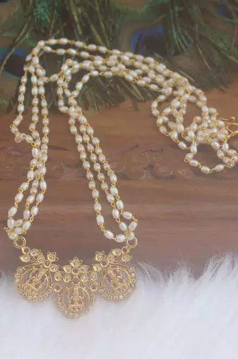 matte finish temple handmade rice pearl necklace