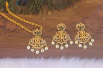 Matte finish temple peacock stone necklace set 2