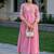Aaysa floral embroidered pink v-neck reyon anarkali kurti
