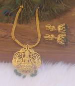 Matte finish temple peacock  necklace set