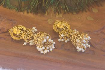 Premium matte finish kerala style jumka earrings 4