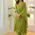floral embroidered green round neck pure cotton a-line kurta with trouser & dupatta