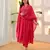 floral embroidered pink round neck pure cotton a-line kurta with trouser & dupatta