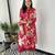 Aaysa floral printed red round neck pure cotton a-line kurta with trouser