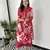 floral printed red round neck pure cotton a-line kurta with trouser