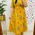 Aaysa floral printed yellow round neck pure cotton a-line kurta with trouser