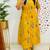 Aaysa floral printed yellow round neck pure cotton a-line kurta with trouser