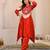 Aaysa floral printed orange round neck muslin a-line kurta with trouser
