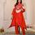 Aaysa floral printed orange round neck muslin a-line kurta with trouser