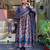 Aaysa floral embroidered blue round neck pure cotton a-line kurta with trouser and dupatta