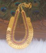 Gold plated kerala kasu stone necklace